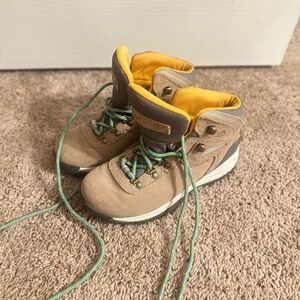 Womens Tan and Yellow Hiking Boots